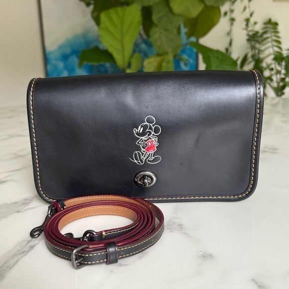 Coach x Disney Penny Crossbody with Mickey Mouse F59374 Black Glove Calf Leather - Picture 1 of 13